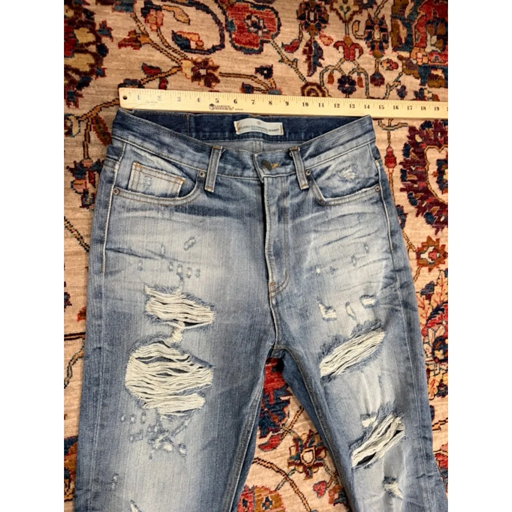 Studio 153 Original Denim Distressed Skinny Jeans Mens Medium Recycled